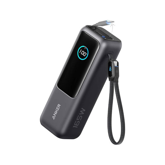 Anker Cargador Portátil de 25000 mAh 3 puertos tipo C de 100W, cables integrados y retráctiles, para iPhone 16/15 Series, MacBook, Samsung y más