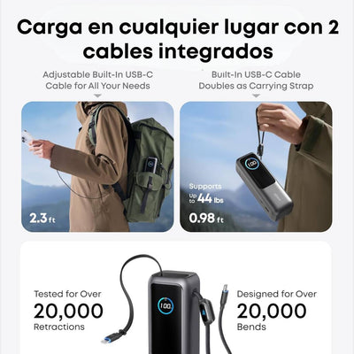 Anker Power Bank 25.000mAh 165W 2 cables retráctiles
