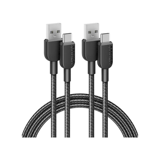 Anker cable tipo USBA a USBC (paquete 2 unidades), 1.80M, duradero en nailon trenzado, para celulares, tablets, auriculares, y más