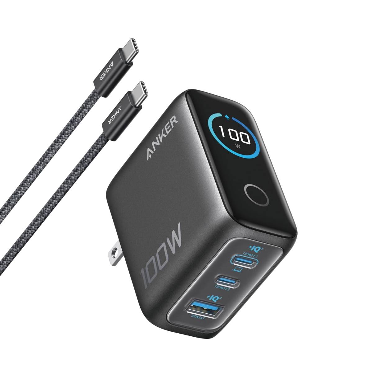 Anker Cargador 100W pantalla inteligente con cable