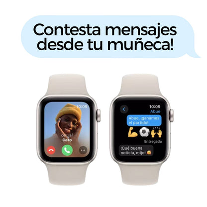 Apple Watch SE 3 (GPS) de 40mm con caja de aluminio Starlight con correa deportiva beige