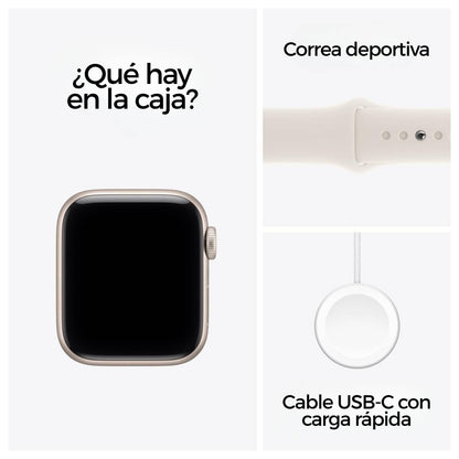 Apple Watch SE 3 (GPS) de 40mm con caja de aluminio Starlight con correa deportiva beige