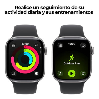 Apple Watch Series 11 de 42mm con caja de aluminio Space Gray con correa deportiva negra