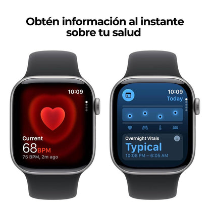 Apple Watch Series 11 de 42mm con caja de aluminio Space Gray con correa deportiva negra