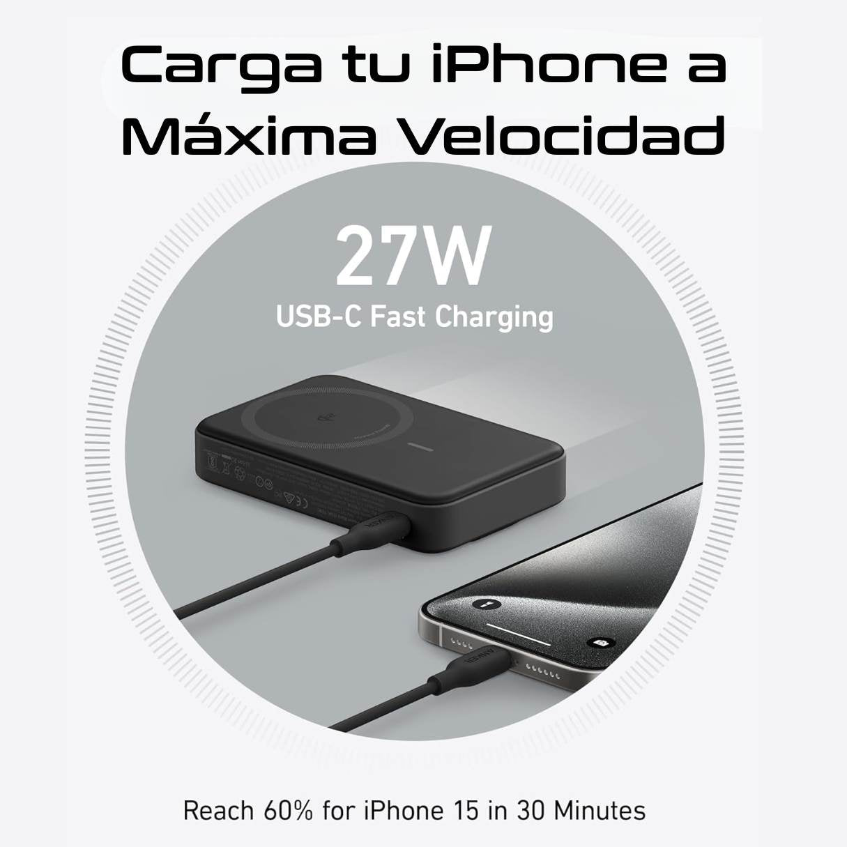 Anker MagGo Power Bank MagSafe carga rápida de 15W, con certificación Qi2, 10000 mAh, pantalla inteligente y soporte plegable para iPhone 16/15/14/13/12