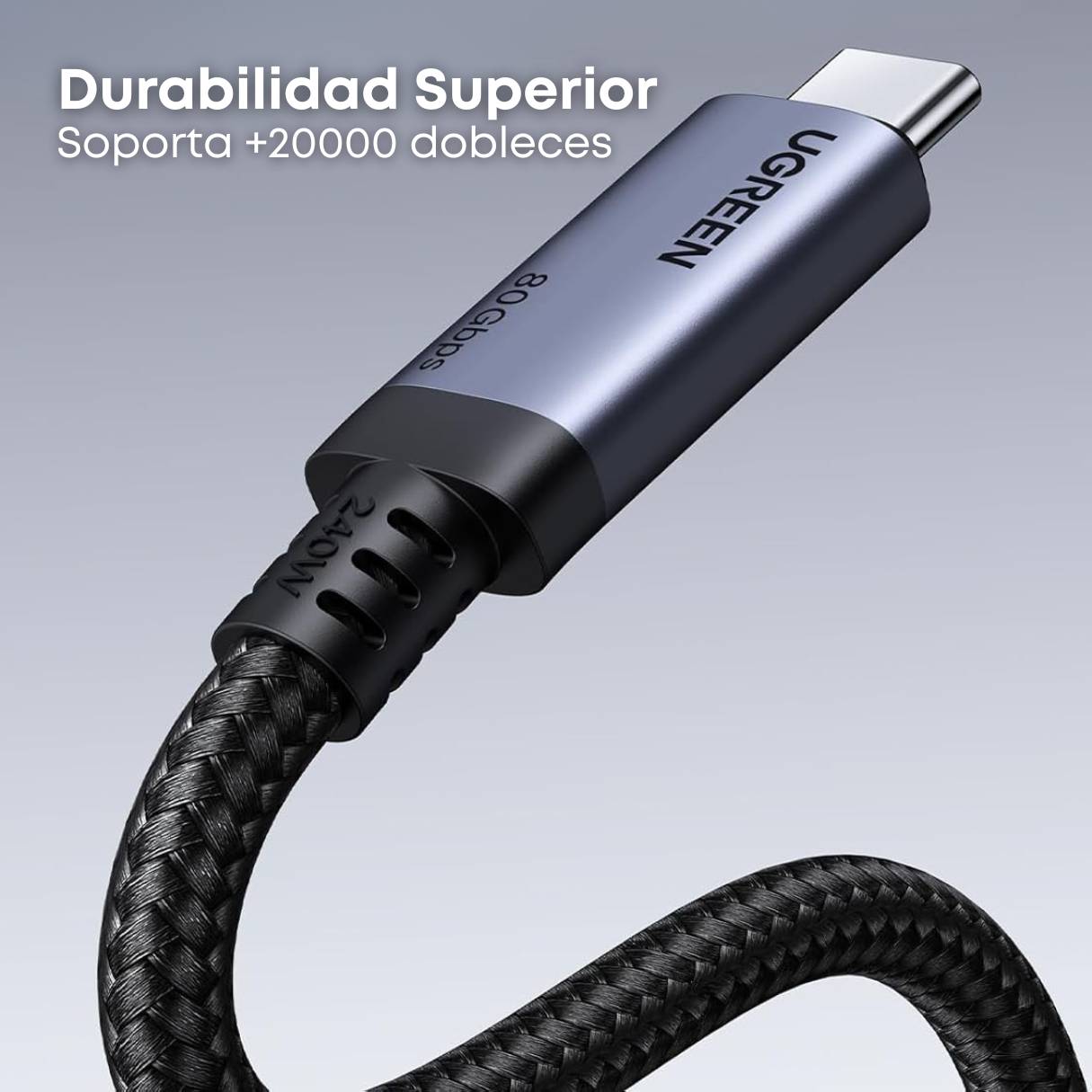 UGREEN Cable USB C a USB C de 240 W USB4 Gen4 80Gbps Premium 17K Dual 8K Triple 4K Pantalla PD3.1 Tipo C Carga Rápida Compatible con Monitores USB C, MacBook, iPad, iPhone 17/16/14, 1M