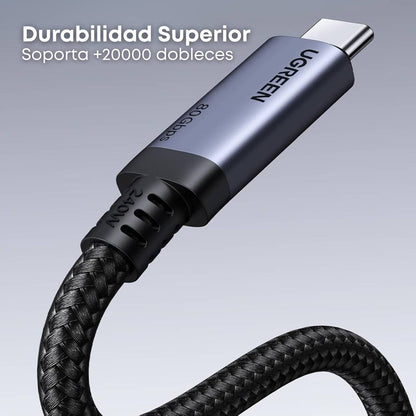 UGREEN Cable USB C a USB C de 240 W USB4 Gen4 80Gbps Premium 17K Dual 8K Triple 4K Pantalla PD3.1 Tipo C Carga Rápida Compatible con Monitores USB C, MacBook, iPad, iPhone 17/16/14, 1M
