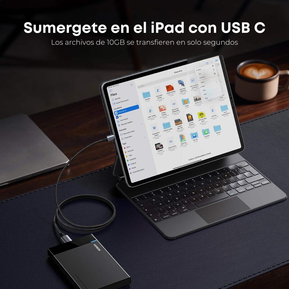 UGREEN Cable Micro B a USB-C – 10Gbps para Disco Duro Externo