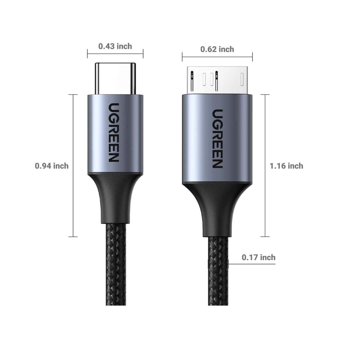 UGREEN Cable Micro B a USB-C – 10Gbps para Disco Duro Externo
