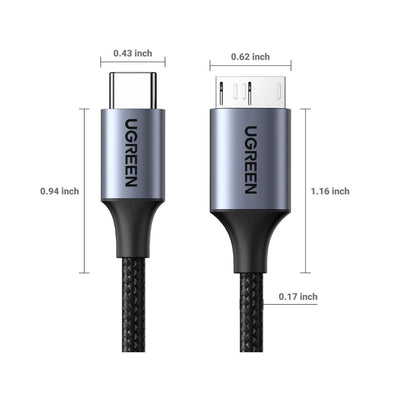 UGREEN Cable Micro B a USB-C – 10Gbps para Disco Duro Externo