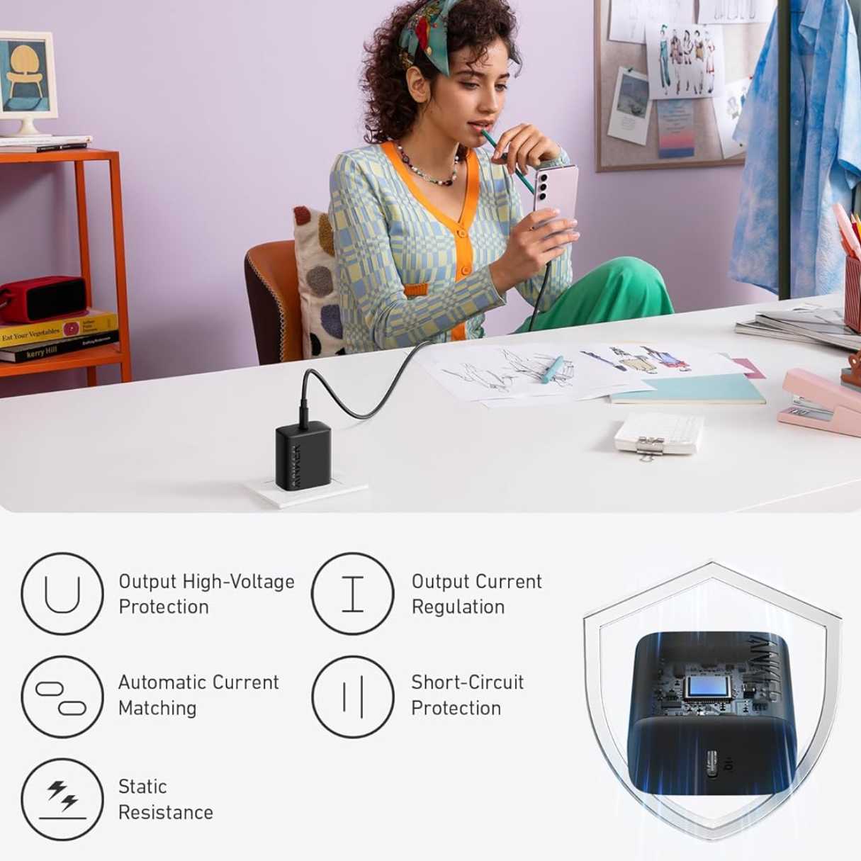 Anker cargador tipo C para Samsung Galaxy 25W con cable, paquete de 2, Soporta carga rápida PPS