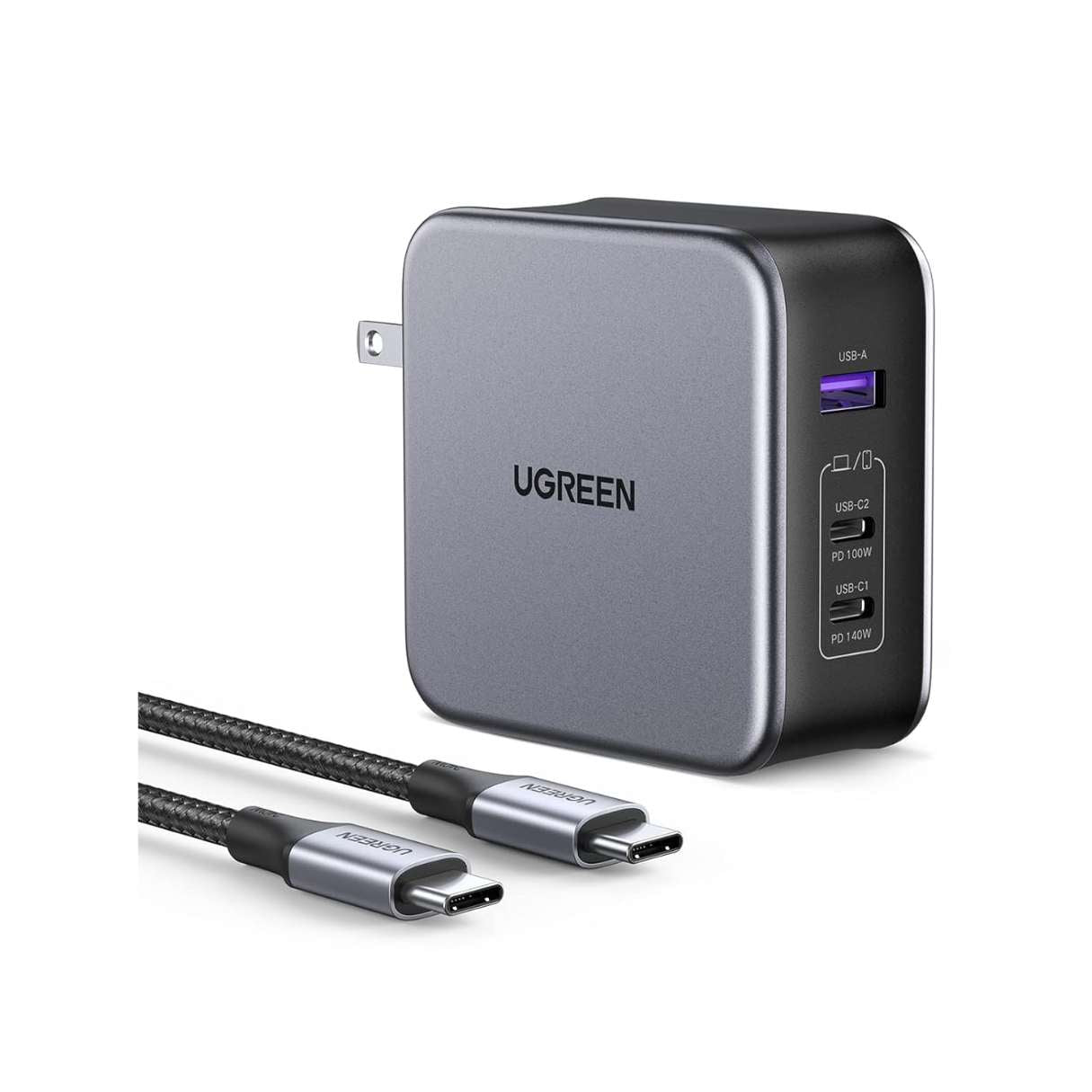 UGREEN Nexode Cargador USB-C 140W PD 3.1 – 3 Puertos con cable