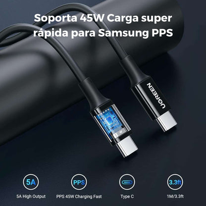 Ugreen Cargador de vehículo tipo C 63W carga super rápida con cable tipo C