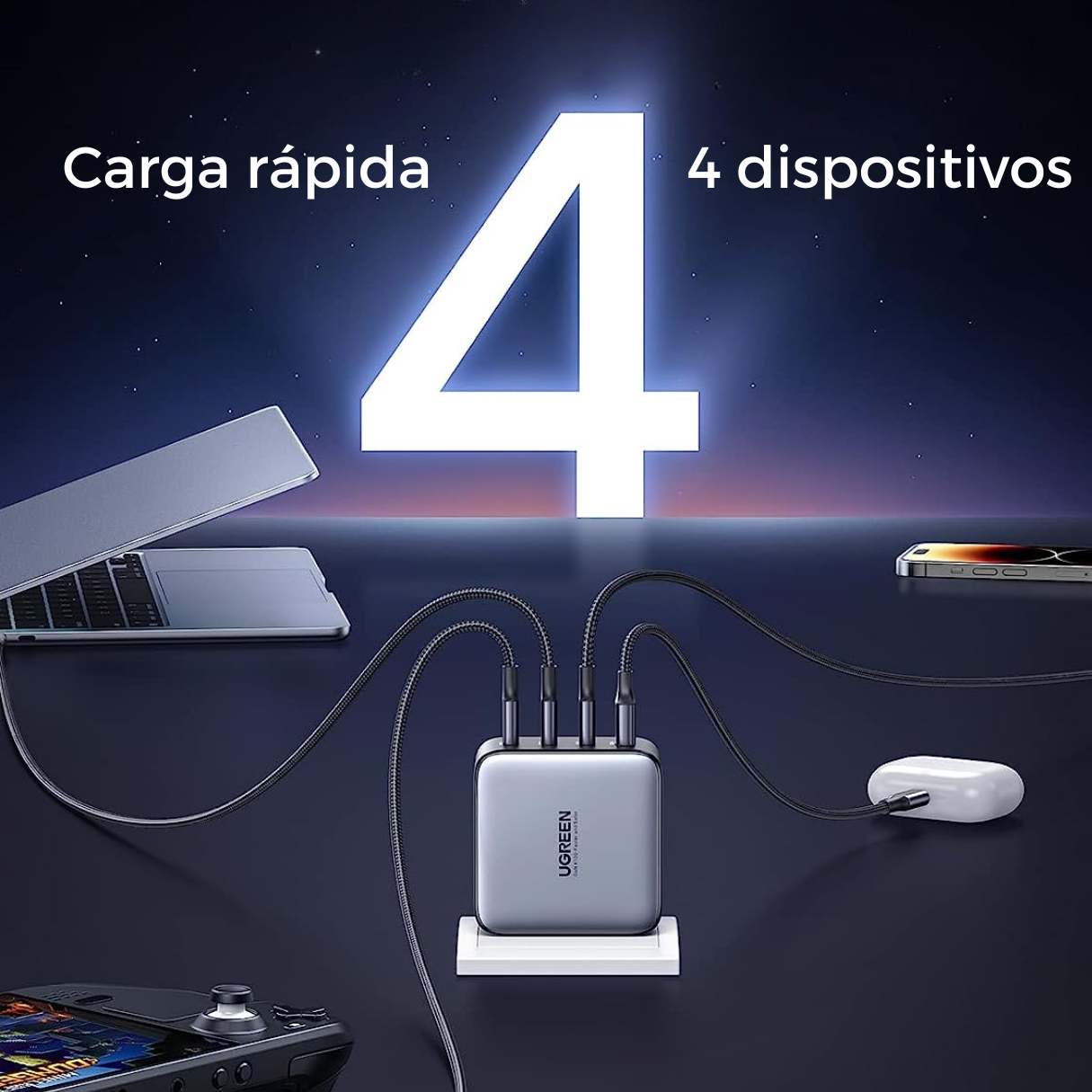 UGREEN Nexode Cargador GaN USB-C 100W – 4 Puertos