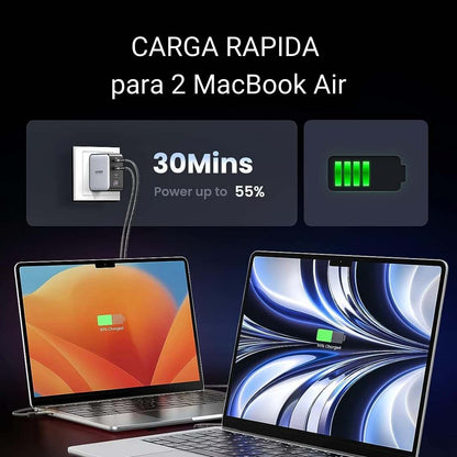 Ugreen Cargador 100W Nexode 4 puertos para Macbook, iPad, iPhone, Samsumg Galaxy y más