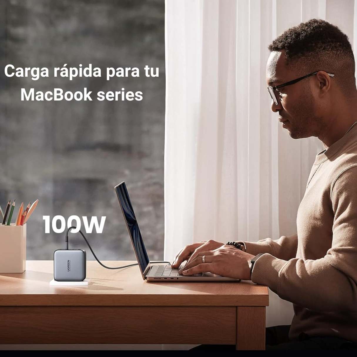 Ugreen Cargador 100W Nexode 4 puertos para Macbook, iPad, iPhone, Samsumg Galaxy y más