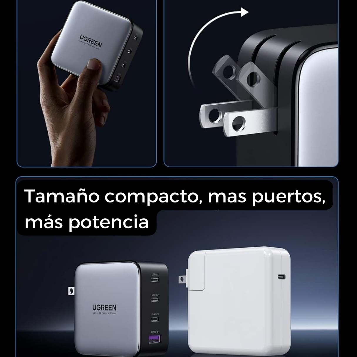 UGREEN Nexode Cargador GaN USB-C 100W – 4 Puertos