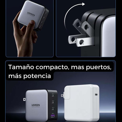 Ugreen Cargador 100W Nexode 4 puertos para Macbook, iPad, iPhone, Samsumg Galaxy y más