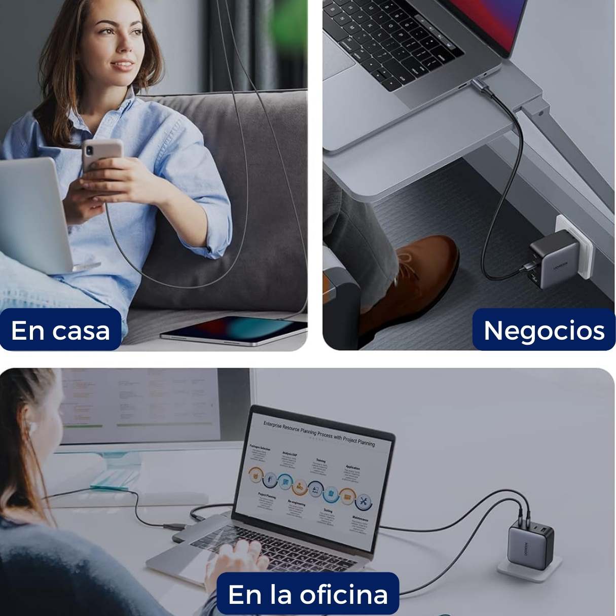 Ugreen Cargador 100W Nexode 4 puertos para Macbook, iPad, iPhone, Samsumg Galaxy y más