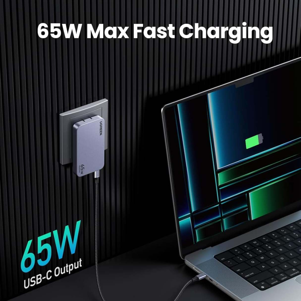 UGREEN Nexode Pro Cargador USB-C 65W – 3 Puertos