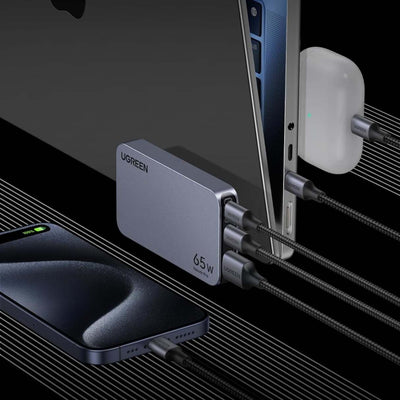 UGREEN Nexode Pro Cargador USB-C 65W – 3 Puertos