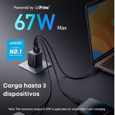 Anker Prime Cargador USB-C 67W PPS – 3 Puertos