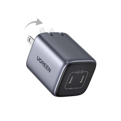 Ugreen cargador tipo C 45W, Nexode 2 puertos para Samsung Galaxy S25 Ultra/Tab S10, iPhone, iPad