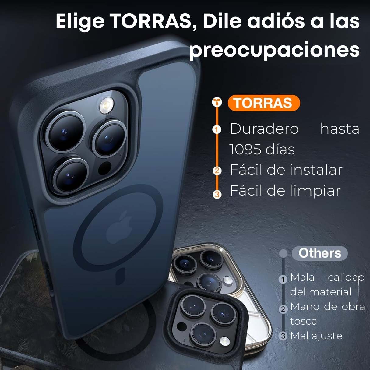 Torras Funda MagSafe para iPhone 16 Pro Max a prueba de golpes contra caídas de grado militar, translúcida delgada
