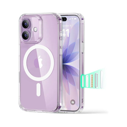 ESR Funda para iPhone 17, botón para control de cámara, compatible con MagSafe, protección de grado militar a prueba de golpes, transparente