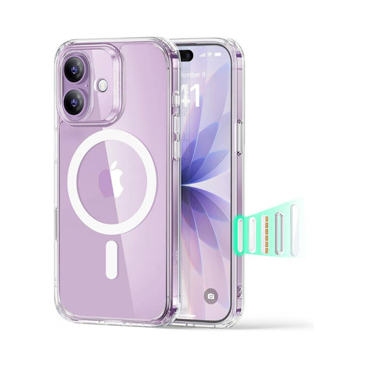 ESR Funda para iPhone 17, botón para control de cámara, compatible con MagSafe, protección de grado militar a prueba de golpes, transparente