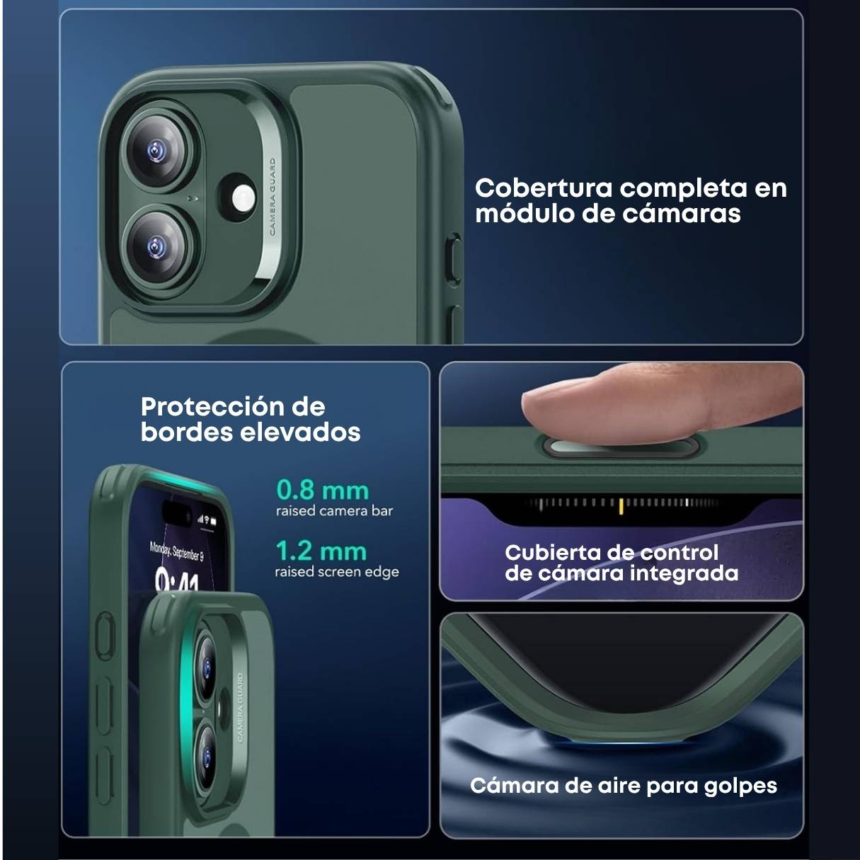 ESR Funda para iPhone 17, control de cámara, compatible con MagSafe, tecnología Shockof de grado militar, verde esmerilado