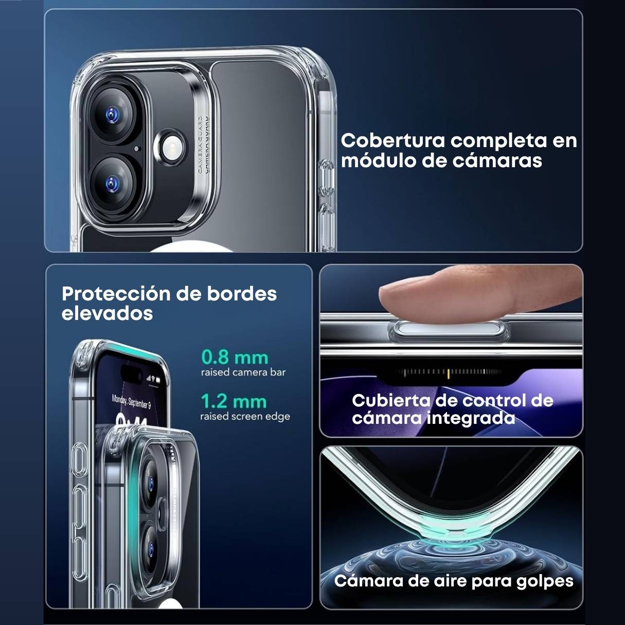 ESR Funda para iPhone 17, botón para control de cámara, compatible con MagSafe, protección de grado militar a prueba de golpes, transparente