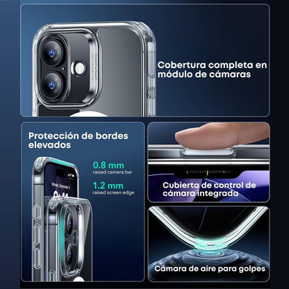 ESR Funda para iPhone 17, botón para control de cámara, compatible con MagSafe, protección de grado militar a prueba de golpes, transparente
