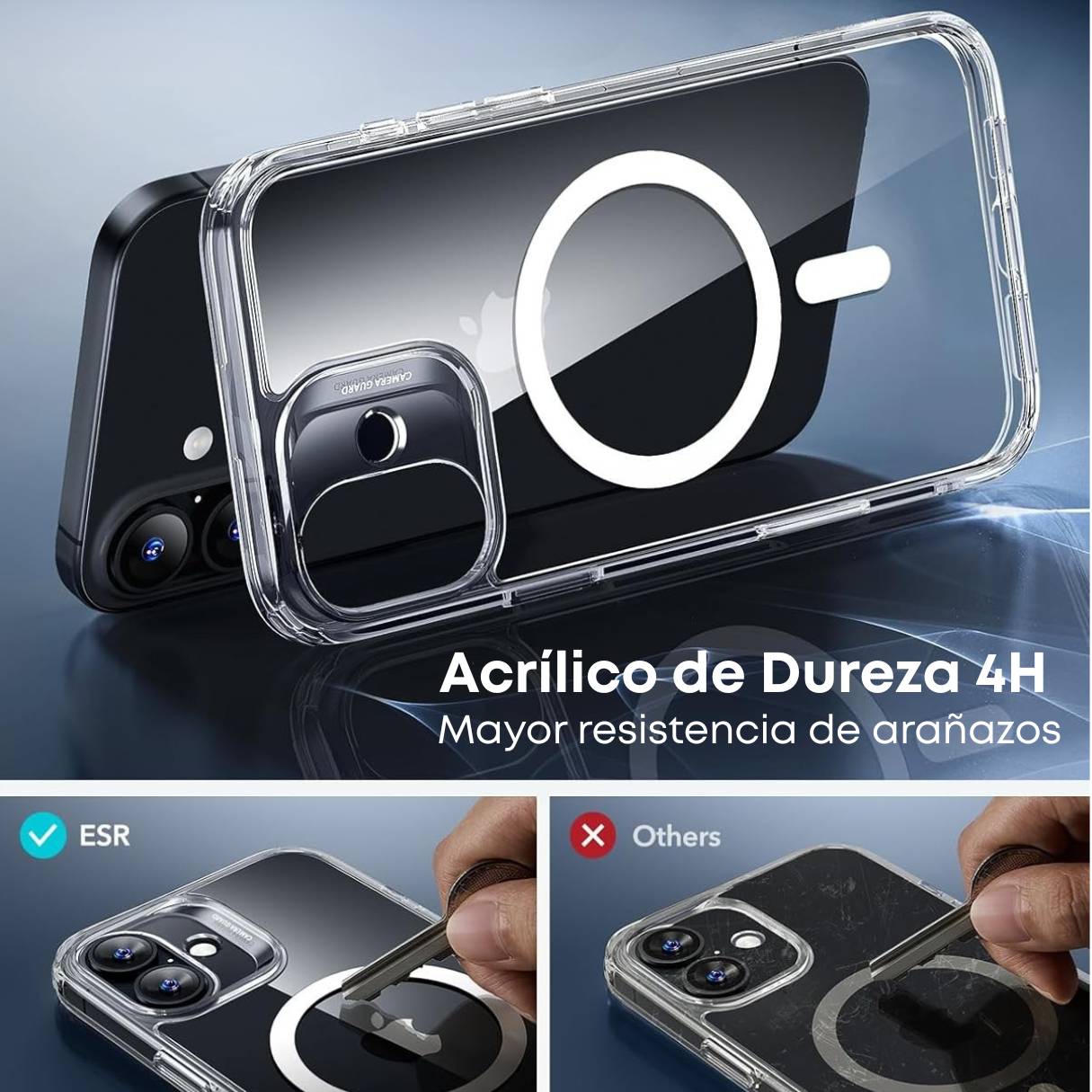 ESR Funda para iPhone 17, botón para control de cámara, compatible con MagSafe, protección de grado militar a prueba de golpes, transparente
