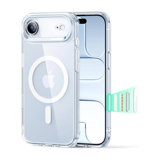 ESR Funda para iPhone 17 Air, control de cámara, compatible con MagSafe, protección de grado militar a prueba de golpes, funda transparente