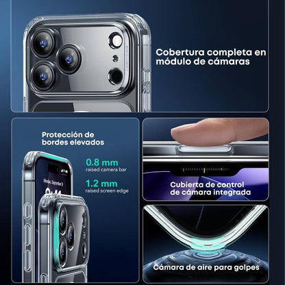 ESR Funda para iPhone 17 Pro, control de cámara, compatible con MagSafe, protección de grado militar a prueba de golpes, funda transparente