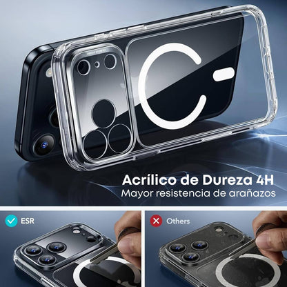 ESR Funda para iPhone 17 Pro, control de cámara, compatible con MagSafe, protección de grado militar a prueba de golpes, funda transparente