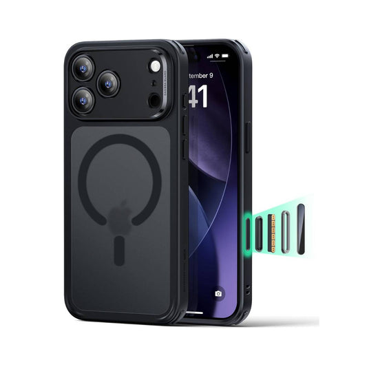 ESR Funda para iPhone 17 Pro Max, control de cámara, compatible con MagSafe, tecnología Shockof de grado militar, negro