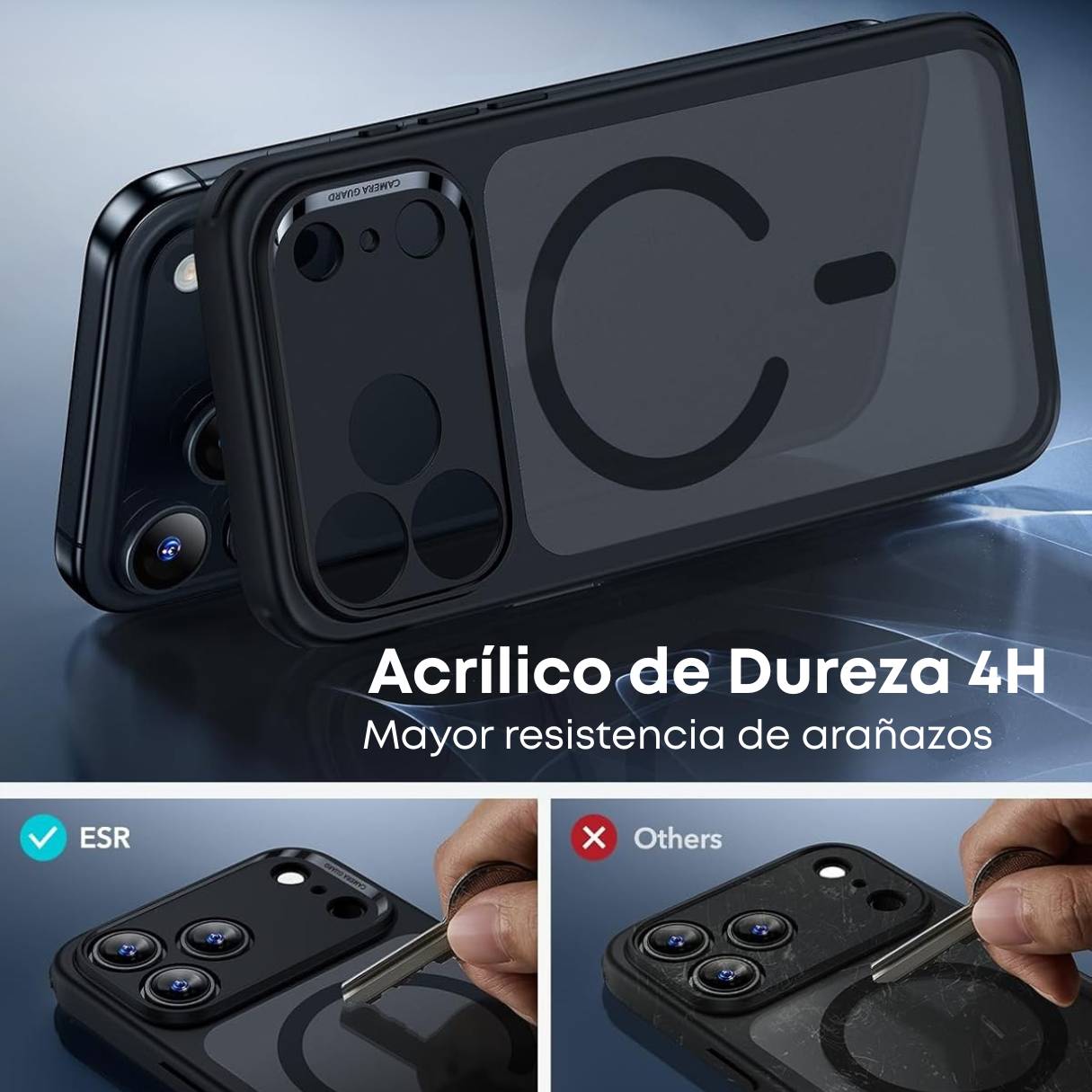 ESR Funda para iPhone 17 Pro, control de cámara, compatible con MagSafe, tecnología Shockof de grado militar, negro