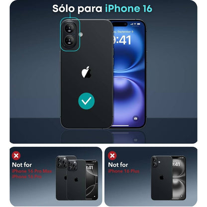 Funda ESR para iPhone 16 con MagSafe, protección de grado militar 3X, compatible con carga Qi2, funda transparente