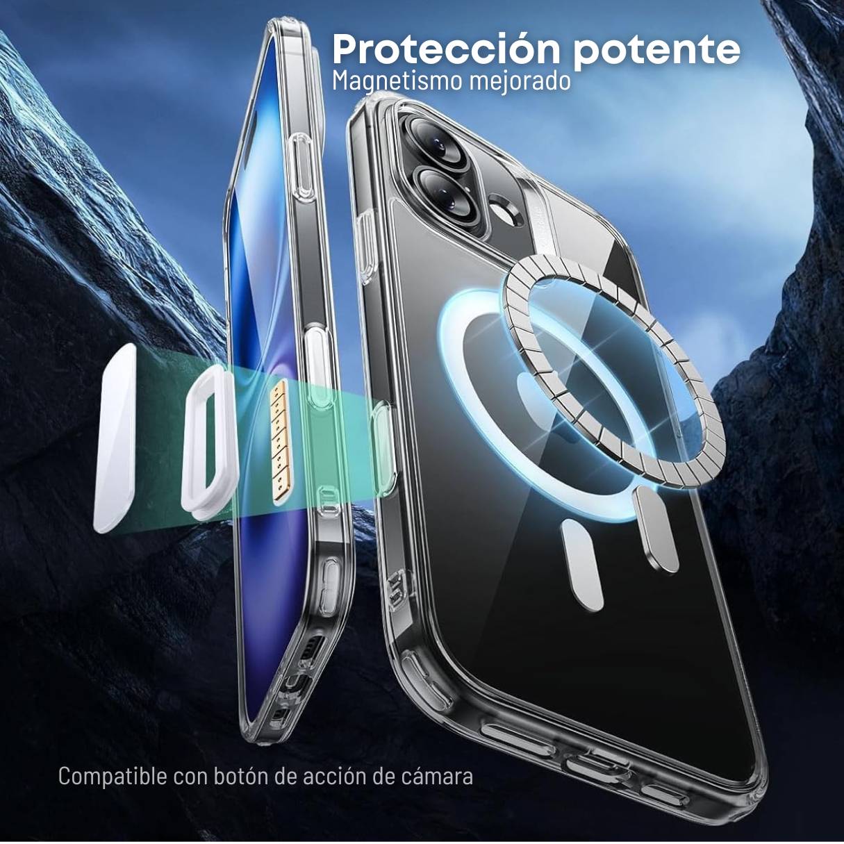Funda ESR para iPhone 16 con MagSafe, protección de grado militar 3X, compatible con carga Qi2, funda transparente