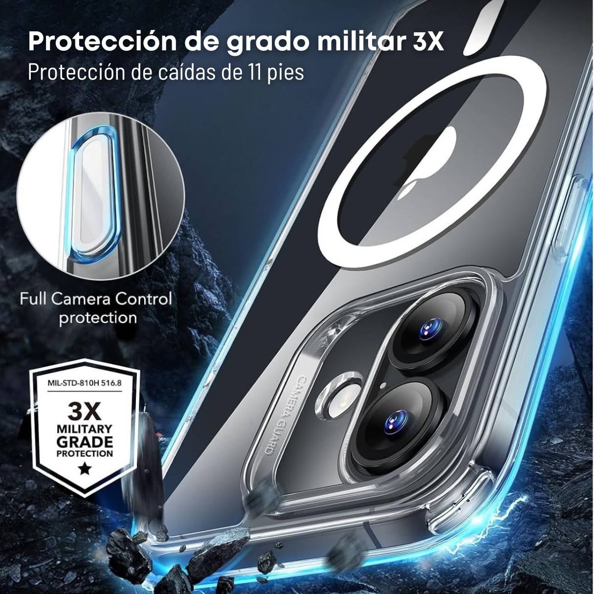 Funda ESR para iPhone 16 con MagSafe, protección de grado militar 3X, compatible con carga Qi2, funda transparente