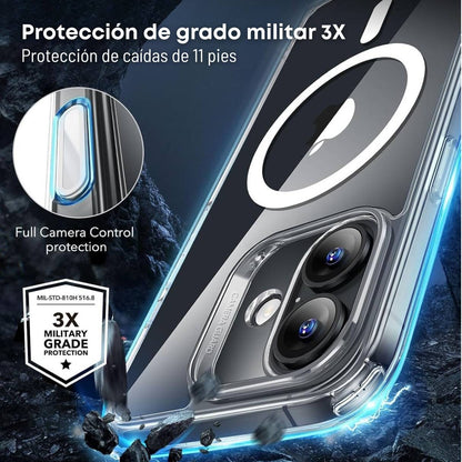 Funda ESR para iPhone 16 con MagSafe, protección de grado militar 3X, compatible con carga Qi2, funda transparente
