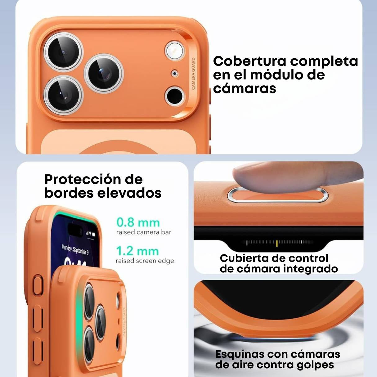 ESR Funda para iPhone 17 Pro Max, control de cámara, compatible con MagSafe, tecnología Shockof de grado militar, funda naranja