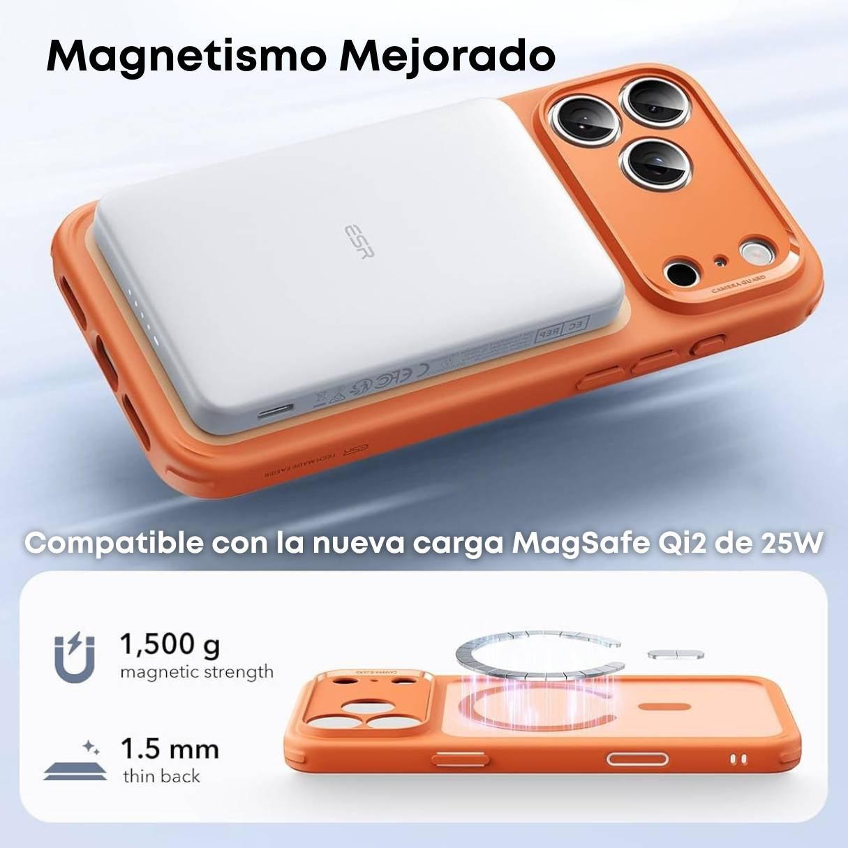 ESR Funda para iPhone 17 Pro Max, control de cámara, compatible con MagSafe, tecnología Shockof de grado militar, funda naranja