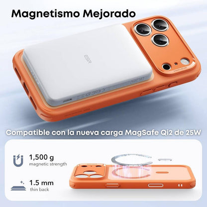 ESR Funda para iPhone 17 Pro Max, control de cámara, compatible con MagSafe, tecnología Shockof de grado militar, funda naranja