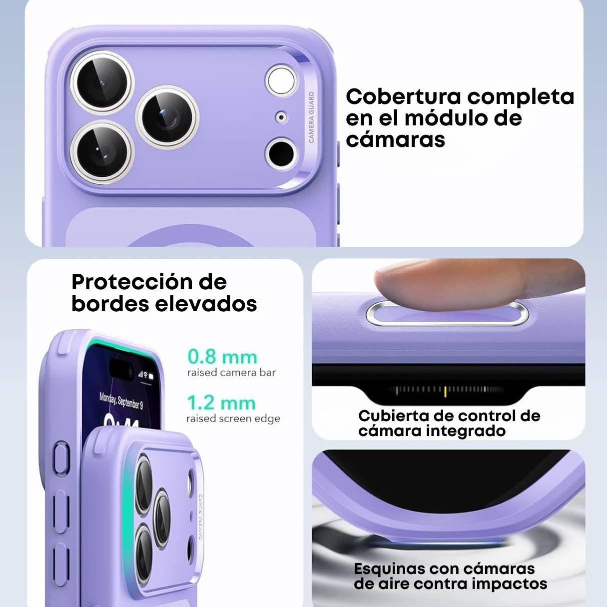 ESR Funda para iPhone 17 Pro, control de cámara, compatible con MagSafe, tecnología Shockof de grado militar, funda lila