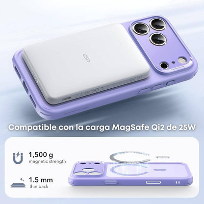 ESR Funda para iPhone 17 Pro, control de cámara, compatible con MagSafe, tecnología Shockof de grado militar, funda lila