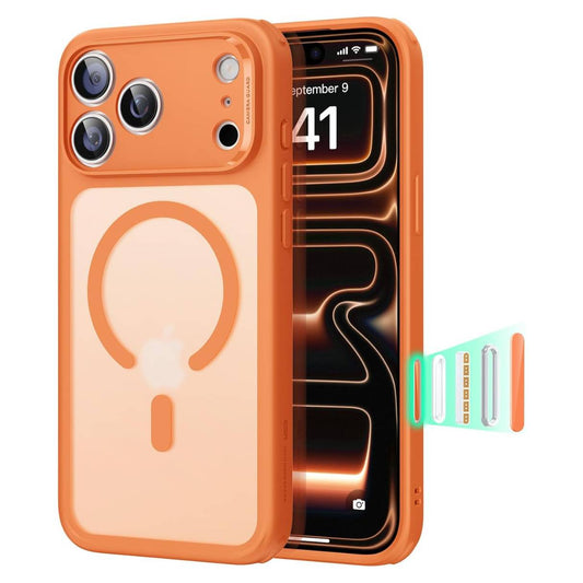 ESR Funda para iPhone 17 Pro Max, control de cámara, compatible con MagSafe, tecnología Shockof de grado militar, funda naranja