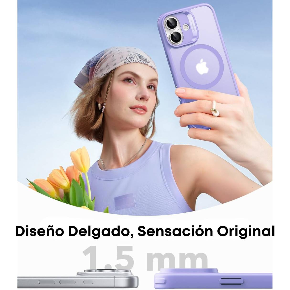 Funda ESR para iPhone 17 con MagSafe, compatible con carga Qi2 de 25W, protección de grado militar 3X, funda lila